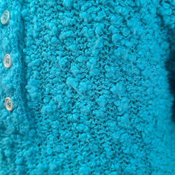 Evian Ltd Vintage Button-Up Textured Knit Sweater Turquoise Blue Size L 1980s - Picture 5 of 7